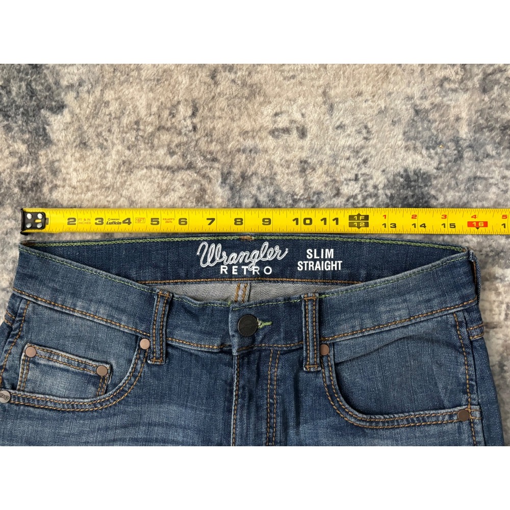 Wrangler Retro Slim Boot Jeans Mens 30x32 Blue Denim Western Bootcut Cowboy Fit‎ - Picture 9 of 11